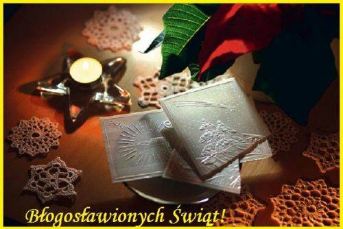 Kartka W wigilijny wiecz�r dziel� si� z Tob� op�atkiem...