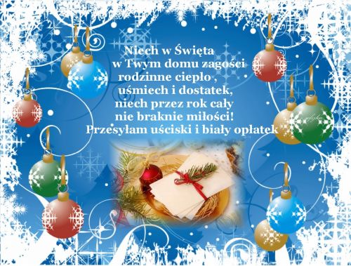 Kartka Przesy�am u�ciski i bia�y Op�atek...