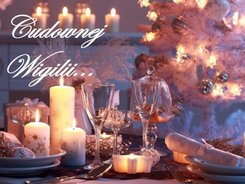 Kartka Cudownej Wigilii, wype�nionej magi� �wi�t...