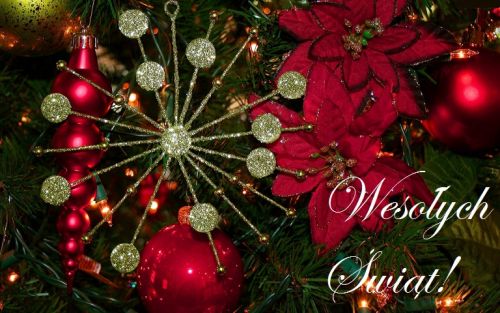 Kartka Pi�knych rodzinnych �wi�t przy blasku choinki!