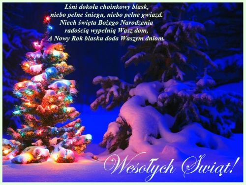 Kartka Cudownych �wi�t przy blasku choinki