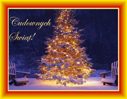 Kartka Cudownych �wi�t przy blasku choinki!