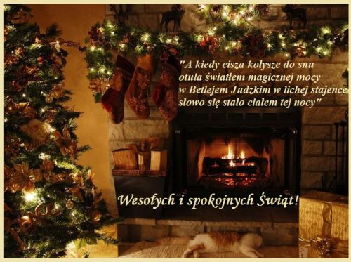 Kartka S�owo sta�o si� Cia�em... Weso�ych �wi�t!