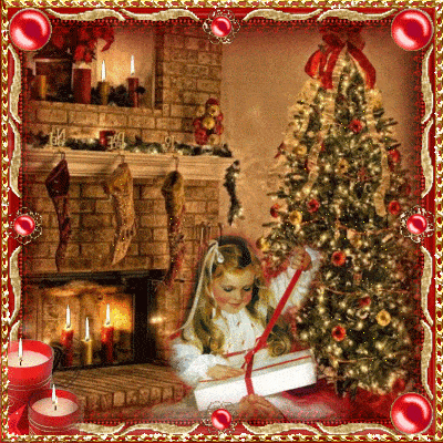 Kartka Cudownych �wi�t przy blasku choinki!