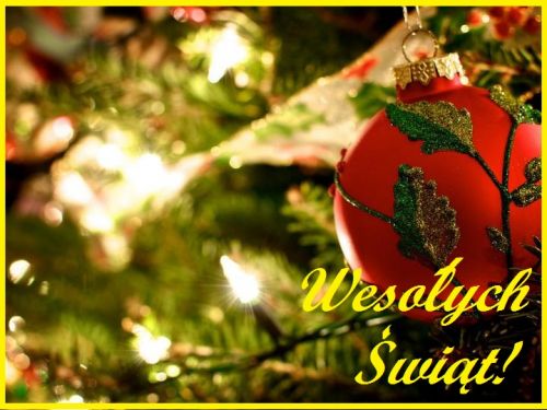 Kartka Radosnych �wi�t przy blasku choinki