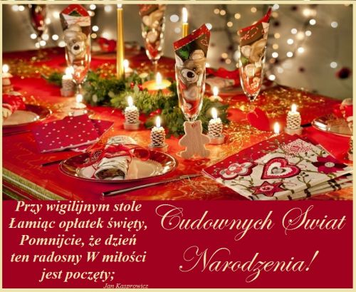 Kartka Mi�o�ci i rado�ci przy wigilijnym stole...