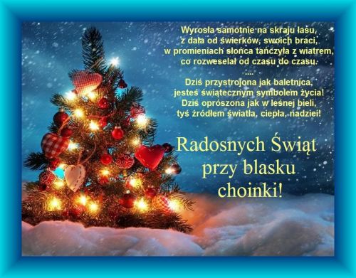 Kartka Radosnych �wi�t przy blasku choinki...