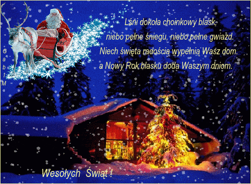 Kartka L�ni doko�a choinkowy blask ...