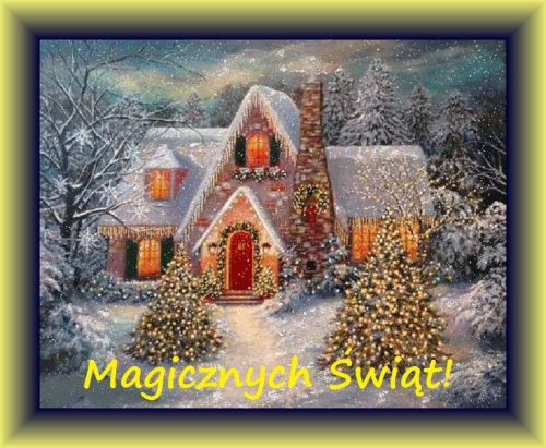 Kartka Magicznych �wi�t przy blasku choinki!