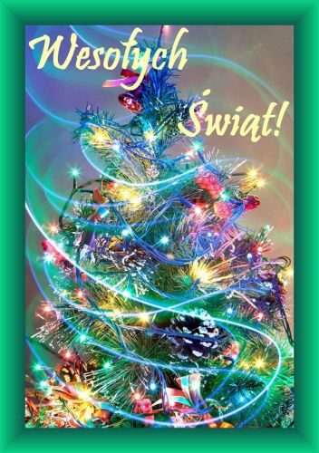Kartka Weso�ych �wi�t przy blasku choinki!