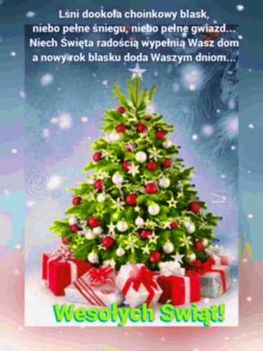 Kartka 🎄L�ni dooko�a choinkowy blask...