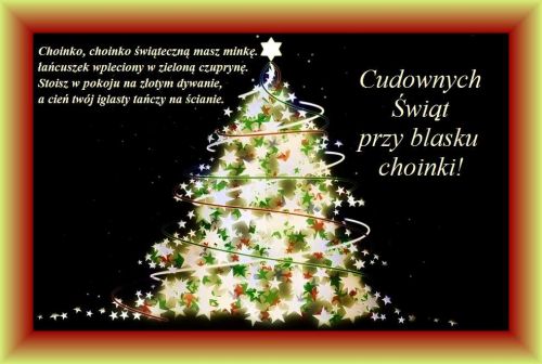Kartka Cudownych �wi�t przy blasku choinki!