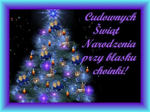 Kartka Cudownych �wi�t przy blasku choinki!