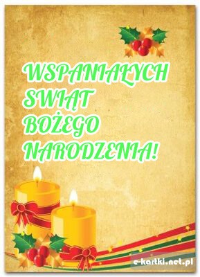Kartka Wspania�ych �wi�t Bo�ego Narodzenia