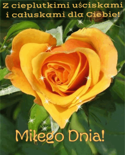 ��ta r�a w kszta�cie serca z b�yszcz�cymi iskrami i napisem Mi�ego Dnia