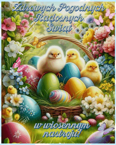 Kartka 🐣Cudownych �wi�t w wiosennym nastroju!