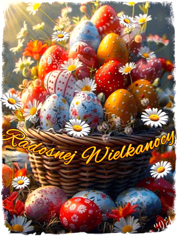 Kartka Koszyczek Pi�knych Wielkanocnych �ycze�