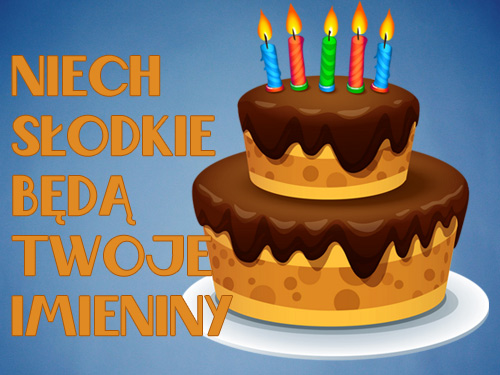 Dwupoziomowe ciasto czekoladowe ze �wieczkami i napisem Niech s�odkie b�d� Twoje imieniny