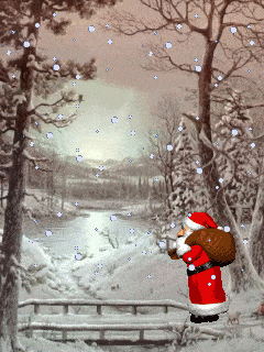 �wi�ty Miko�aj id�cy za�nie�on� �cie�k� w stron� domu