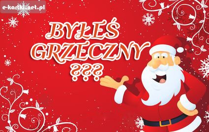 Miko�aj z p�dzlem na czerwonym tle z napisem pytaj�cym o grzeczno��