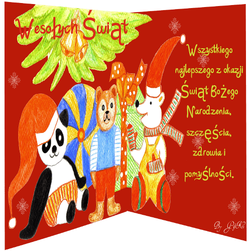Kartka Misie pod choink�