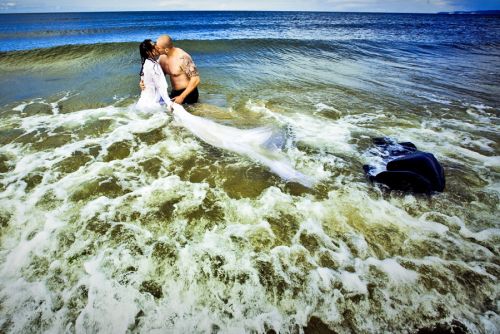 Kartka para m�oda morze mo�e 