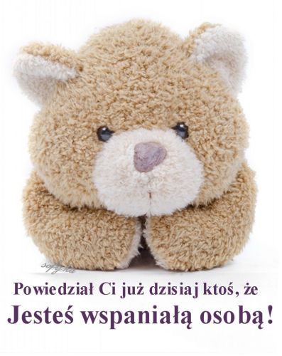Puszysty be�owy mi� pluszowy z napisem Jeste� wspania�� osob�