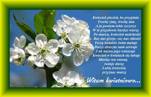 Kartka Witam kwietniowo, cieplutko, wiosennie...