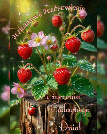 Kartka  ❣ Poziomkami pachn�ce pozdrowienia❣