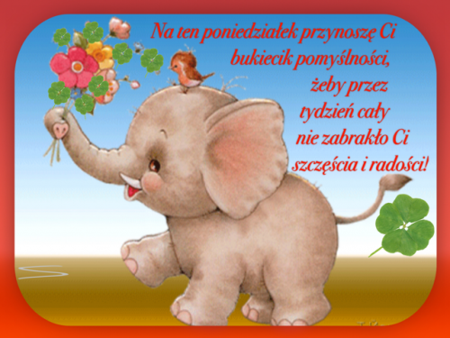 Kartka Bukiecik pomy�lno�ci dla Ciebie na Poniedzia�ek