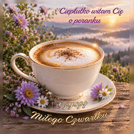 Kartka  ☕Mi�ego Czwartku z iskierkami szcz�cia!